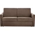 Schlafsofa PLACES OF STYLE "Goldpoint 162 cm, Dauerschläfer, Liegefläche 120/200cm", braun, B:162cm H:85cm T:100cm, Struktur weich: (100% Polyester), Luxus-Microfaser weich: (100% Polyester), Sofas, 2-Sitzer mit Bettfunktion, Bonell-Federkernmatratze