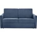 Schlafsofa PLACES OF STYLE "Goldpoint 162 cm, Dauerschläfer, Liegefläche 120/200cm", blau, B:162cm H:85cm T:100cm, Struktur weich: (100% Polyester), Luxus-Microfaser weich: (100% Polyester), Sofas, 2-Sitzer mit Bettfunktion, Bonell-Federkernmatratze