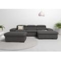 Ecksofa HOME AFFAIRE "Alberto L-Form", braun (mokka), B:286cm H:73cm T:174cm, Luxus-Microfaser Lederoptik (100% Polyester), Luxus-Microfaser ALTARA NUBUCK (100% Polyester), Luxus-Microfaser weich (90% Polyester, 10% Polyamid), Microfaser Antiklederoptik, Sofas, mit Kopfteilverstellung, wahlweise mit Bettfunktion