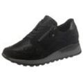 Keilsneaker WALDLÄUFER "HIROKO", Damen, Gr. 8,5 (42,5), schwarz, Nubukleder, Lackleder, Textil, sportlich, Schuhe Sneaker, G-Weite, Orthotritt-Ausstattung, Freizeitschuh, Halbschuh, Schnürschuh