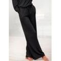 Loungehose LASCANA, Damen, Gr. 32/34, N-Gr, schwarz, Strick, Obermaterial: 68% Polyester, 30% Viskose, 2% Elasthan, unifarben, feminin, bequem knöchellang, Hosen Homewear Hose, mit weitem Bein, Loungewear