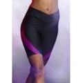 Funktionsshorts LASCANA ACTIVE, Damen, Gr. XS (32/34), N-Gr, schwarz (schwarz, lila), Obermaterial: 85% Polyester, 15% Elasthan, unifarben mit Farbeinsatz, sportlich, eng ca. Mitte Oberschenkel, Hosen, Sportshorts mit Leo- und Farbeinsätzen