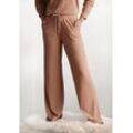 Loungehose LASCANA, Damen, Gr. 32/34, N-Gr, grau (taupe), Strick, Obermaterial: 68% Polyester, 30% Viskose, 2% Elasthan, unifarben, feminin, bequem knöchellang, Hosen Homewear Hose, mit weitem Bein, Loungewear