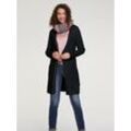 Longstrickjacke HEINE, Damen, Gr. 36/38, schwarz, 52% Viskose, 26% Polyester, 22% Polyamid, unifarben, Langarm, Strickjacken