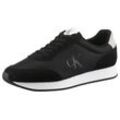 Plateausneaker CALVIN KLEIN JEANS "RETRO RUNNER ICONIC SNK", Herren, Gr. 40, schwarz-weiß (schwarz, weiß), Leder, Textil, unifarben mit Farbeinsatz, sportlich, Schuhe, Freizeitschuh, Schnürschuh, Halbschuh mit seitlichem CK-Logo