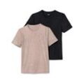 2 T-Shirts mit Merinowolle - Schwarz/Meliert - Gr.: XL