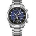 Funkchronograph CITIZEN "BY1010-81L", silber (titansilberfarben), Armbanduhren, Herren, Armbanduhr, Herrenuhr, Solar, Titan, Stoppfunktion, Mondphase