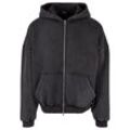 Sweatjacke URBAN CLASSICS "Urban Classics Herren Heavy Stone Washed 90's Zip Hoodie" Gr. 4XL, schwarz Herren Sweatjacken