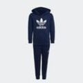 Trainingsanzug ADIDAS ORIGINALS "ADICOLOR HOODIE" Gr. 104, blau (night indigo) Kinder Sportanzüge