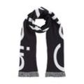 Schal CALVIN KLEIN "LOGO 2-TONES COTTON GAUGE SCARF", Damen, schwarz (pvh schwarz), Web, Baumwolle, unifarben, casual,modisch, Modetücher, Logostickerei