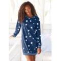 Sleepshirt VIVANCE DREAMS, Damen, Gr. 40/42, N-Gr, blau (dunkelblau, gemustert), Single Jersey, Obermaterial: 60% Baumwolle, 40% Polyester, gemustert, Basic, Basic kniefrei, Rundhals, Langarm Raglanärmel Rippstrickbündchen, Kleider, mit angesagtem Sternedruck