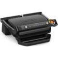 Kontaktgrill TEFAL "GC717810 OptiGrill+", schwarz (schwarz, gebürsteter edelstahl), B:36cm H:17,5cm T:36,5cm, Kontaktgrill_Standgrill_Tischgrill_Teppanyakigrill, erneuerte Kochstufenanzeige, 6 Automatikprogramme, inkl. Rezeptbuch