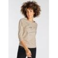 3/4-Arm-Shirt BOYSEN'S Gr. 40, beige (sand) Damen Shirts mit liebevollem Wording-Print - NEUE KOLLEKTION