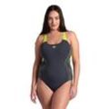 Badeanzug ARENA "WOMEN'S REFLECTING SWIMSUIT O" Gr. 48 (46), N-Gr, grau (asphalt, soft) Damen Badeanzüge