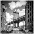 Glasbild ARTLAND "New York City Manhattan Bridge I" Bilder Gr. B/H: 50cm x 50cm, Glasbild Amerika quadratisch,, schwarz in verschiedenen Größen