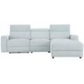 Ecksofa HOME AFFAIRE "Sentrano, L-Form", blau (eisblau), B:275cm H:82cm T:164cm, NaturLEDER/Kunstleder (Das Leder hat eine Dicke von 0, 9-1, 0 mm), Kunstleder, Webstoff (95% Polyester, 5% Nylon), Struktur fein (95% Polyester, 5% Nylon), Sofas, 275 cm, man. o. elektr. Relaxfunktion und USB/Kopfverstellung