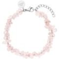 Armband PURELEI "Schmuck Geschenk Rose Quartz Armschmuck Armkette, 23381" Armbänder Gr. Edelstahl, rosa (edelstahlfarben, rose, rose) Damen mit Rosenquarz