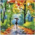 Wandbild ARTLAND "Herbstlicher Spaziergang im Park" Bilder Gr. B/H: 70cm x 70cm, Alu-Dibond-Druck Vier Jahreszeiten Bilder quadratisch,, bunt als Alubild, Outdoorbild, Leinwandbild, Poster, Wandaufkleber