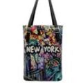 Umhängetasche DOGO "Damen Tall Bag New York State of Mind Vegan Damen Handtaschen" Gr. B/H/T: 40cm x 34cm x 10cm OneSize, bunt (mehrfarbig) Damen Taschen Vegan