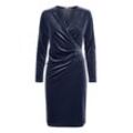 Jerseykleid B.YOUNG "Jerseykleid BYPerlina", Damen, Gr. L, N-Gr, blau (indigo blau), Obermaterial: 92% Polyester PES. 8% Elasthan EL., unifarben, feminin, figurbetont ca. Mitte Oberschenkel, V-Ausschnitt, Kleider