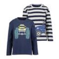 Langarmshirt BLUE SEVEN "Blue Seven Jungen Langarmshirts" Gr. 104, m01, dk blau, ringel Mädchen Shirts