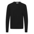 Strickpullover CASUAL FRIDAY "Strickpullover CFKarl", Herren, Gr. L, schwarz (anthrazit schwarz), Feinstrick, Obermaterial: 80% Wolle WO. 20% Polyamid PA., unifarben, casual, normal, Rundhals, Pullover