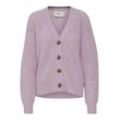 Strickjacke PULZ JEANS "Strickjacke PZIris" Gr. L, lila (lavender frost melange) Damen Strickjacken