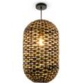 PACO HOME Pendelleuchte "KAGLONG", schwarz, Ø 30cm H: 51cm, Lampen, Rattan Optik Pendelleuchte Korblampen Hängend Wohnzimmer Boho Natur