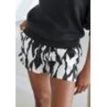 Sweatshorts FRENCH CONNECTION Gr. 32/34, N-Gr, schwarz-weiß (schwarz, weiß gemustert), Damen, Sweatware, Obermaterial: 60% Baumwolle, 40% Polyester, Hosen, mit Allover-Print, Loungewear