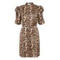 Blusenkleid ICHI "Blusenkleid IHNina", Damen, Gr. 42, N-Gr, beige (stucco leo print), Obermaterial: 100% Polyester PES., gemustert, casual, regular fit Midi, ohne Ausschnitt, Kleider