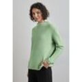 Strickpullover STREET ONE, Damen, Gr. 34, gleam grün meliert, Web, 37% Baumwolle, 34% Polyacryl, 26% Polyester, 3% Elasthan, unifarben, casual, normal normal, Rundhals, Langarm Bündchen, Pullover, mit Turtleneck