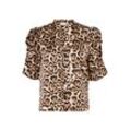 Kurzarmbluse ICHI "Kurzarmbluse IHKate" Gr. 38, beige (stucco leo print), Damen, Obermaterial: 100% Polyester PES., Blusen