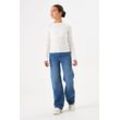 Straight-Jeans GARCIA "Ilvy", Mädchen, Gr. 128, N-Gr, blau (schwarz used), Denim/Jeans, Obermaterial: 99% Baumwolle, 1% Elasthan, unifarben, casual, straight fit lang, Jeans, for Girls, mit weitem Bein