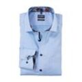 Businesshemd OLYMP "Luxor modern fit", Herren, Gr. 46, N-Gr, blau (bleu), Web, Obermaterial: 100% Baumwolle, casual, gerade, unten schmal, Langarm 2-Knopf-Manschette, Hemden