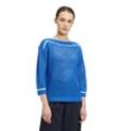 Strickpullover BETTY BARCLAY "Betty Barclay Lochstrick-Pullover mit Strickdetails", Damen, Gr. 40, blau (patch blau, weiß), Strick, Obermaterial: 100% Polyacryl., casual, gerade normal, U-Boot-Ausschnitt, Langarm, Pullover, Kontraststeppung