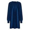 Jerseykleid PULZ JEANS "Jerseykleid PZCavila", Damen, Gr. L, blau (sodalite blau), Obermaterial: 60% Baumwolle CO. 32% Polyester PES. 8% Elasthan EL., casual, A-Linie Midi, ohne Ausschnitt, Kleider