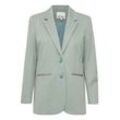 Kurzblazer ICHI "Kurzblazer IHKate", Damen, Gr. L, blau (ether), Obermaterial: 70% Polyester PES. 28% Viskose LENZING ECOVERO CV LenzEcov. 2% Elasthan EL., casual, normal, Blazer