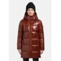 Steppjacke KHUJO "Jadet2-YM" Gr. L (40), braun Damen Jacken Steppmantel Winter Kurzmantel mit abnehmbarer Kapuze