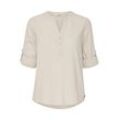 Longbluse OXMO "Tunika OXAnja" Gr. 36, beige (cement), Damen, Obermaterial: 55% Leinen LI. 45% Viskose CV., Blusen