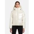 Steppjacke KHUJO "Devina Shiny-YM" Gr. L (40), weiß (offweiß) Damen Jacken Wasserdichte kurze Winterjacke für