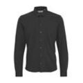 Langarmhemd CASUAL FRIDAY "Langarmhemd CFArthur", Herren, Gr. L, N-Gr, grau (schwarz shadow), Web, Obermaterial: 72% Baumwolle CO. 24% Polyester PES. 4% Elasthan EL., unifarben, Basic, slim fit normal, Langarm, Hemden