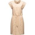 Druckkleid RAGWEAR "Mallory Print Dress Organic" Gr. M (38), Normalgrößen, beige, Damen, 100% Biobaumwolle, Kleider, Kurzes Baumwoll Kleid aus Bio-Baumwolle