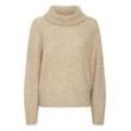 Rollkragenpullover ICHI "Rollkragenpullover IHKamara", Damen, Gr. L, beige (oatmeal), Obermaterial: 52% Polyacryl PAN. 30% Polyester PES. 15% Alpaka WP. 3% Elasthan EL., unifarben, casual, mini, ohne Ausschnitt, Langarm, Pullover