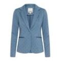 Kurzblazer ICHI "Kurzblazer IHKATE PRINT BL21", Damen, Gr. M, blau (blau mirage flock dot), Obermaterial: 74% Polyester PES. 22% Viskose LENZING ECOVERO CV LenzEcov. 4% Elasthan EL., Basic, normal, Blazer