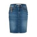 Jeansrock PULZ JEANS "Jeansrock PZKAROLINA HW Skirt" Gr. 32, blau (medium blau denim), Damen, Jeans, Obermaterial: 92% Baumwolle CO. 6% Elasthan EL. 2% Lyocell CLY., Röcke