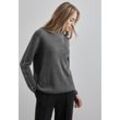 Strickpullover STREET ONE, Damen, Gr. 34, grau (echo grau meliert), Web, 37% Baumwolle, 34% Polyacryl, 26% Polyester, 3% Elasthan, unifarben, casual, normal normal, Rundhals, Langarm Bündchen, Pullover, mit Turtleneck