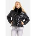 Winterjacke CIPO & BAXX "Jacken", Damen, Gr. L, schwarz, 100% Polyester, unifarben, casual, regular fit normal, Langarm, Jacken, mit Kunstfellkragen, WM134