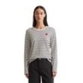 Langarmshirt MARC O'POLO "aus Organic-Cotton-Stretch-Jersey" Gr. L, schwarz, Damen, Obermaterial: 95% Baumwolle, 5% Elasthan, gestreift, Shirts