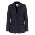 Kurzblazer ICHI "Kurzblazer IHKATE SUS LONG BL4", Damen, Gr. S, blau (total eclipse), Obermaterial: 74% Polyester Pol. recyc.. 22% Viskose LENZING ECOVERO CV LenzEcov. 4% Elasthan EL., Basic, normal, Blazer