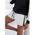 Sweatshorts FRENCH CONNECTION Gr. 32/34, N-Gr, weiß, Damen, Sweatware, Obermaterial: 60% Baumwolle, 40% Polyester, unifarben mit Farbeinsatz, Hosen, mit seitlichen Kontrast-Einsätzen, Loungewear